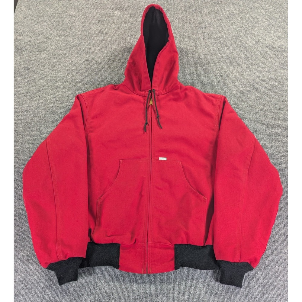 Vintage 1991 Carhartt JR100 Red Thermal Active Jacket Cursive Script Logo USA XL